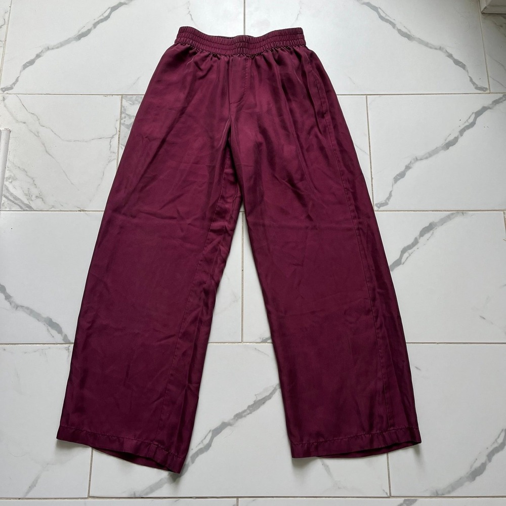 lisa yang silk satin wide-leg pants bordeaux color sz 1